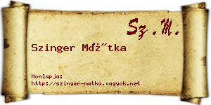 Szinger Mátka névjegykártya